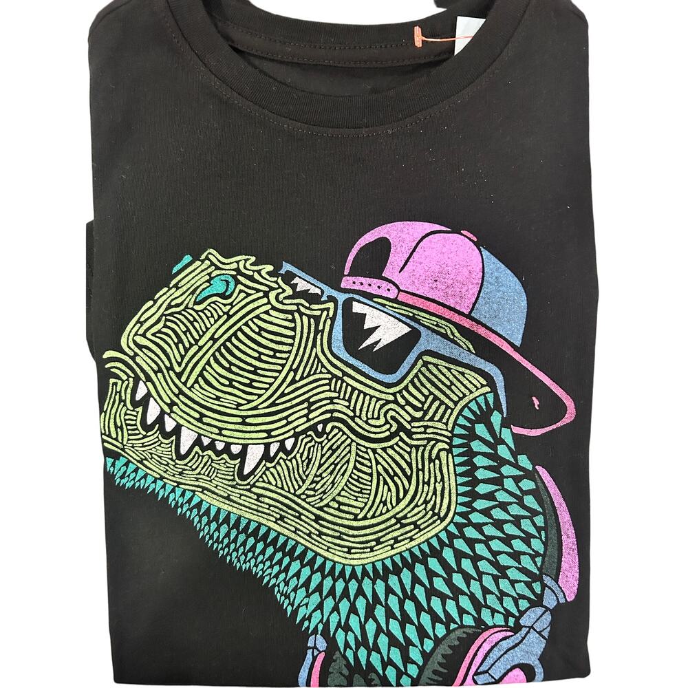 Cat & Jack Boys Black Alligator Tee Size 6/7 Small - NWT-